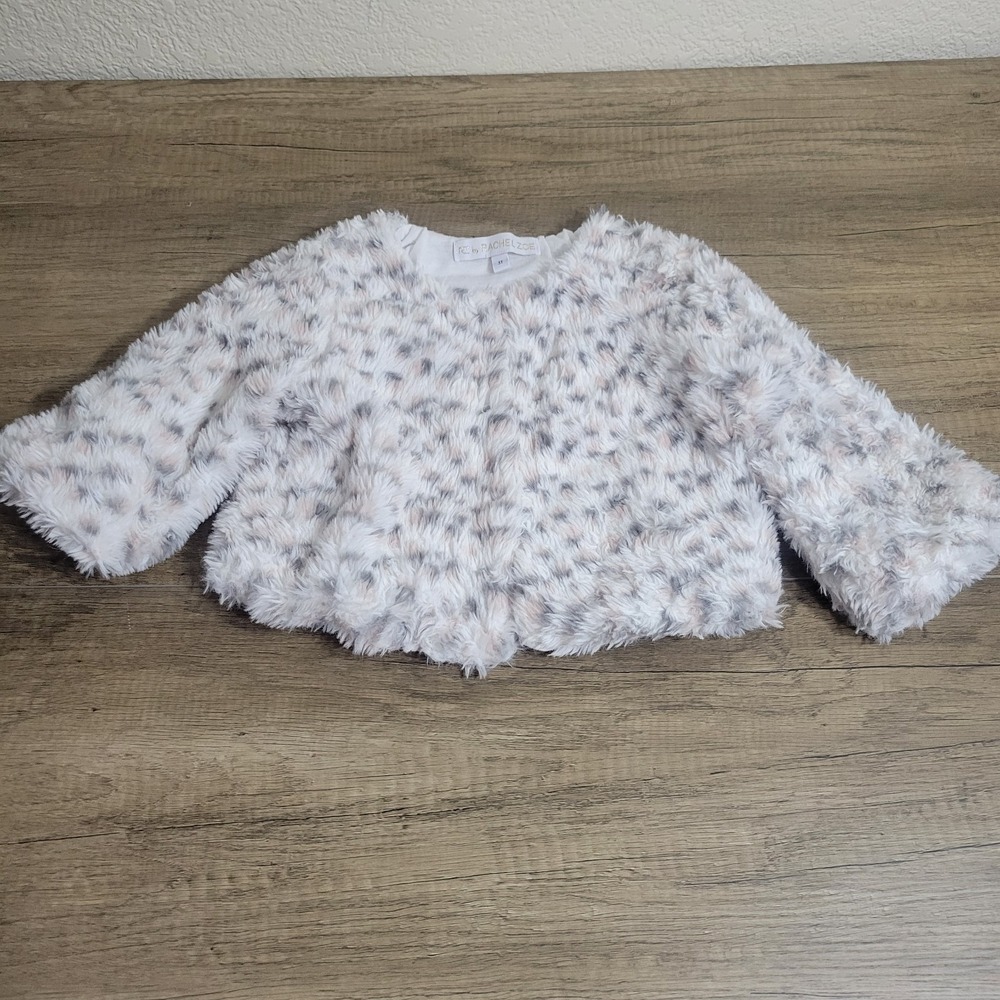 RZ by Rachel Zoe Toddler Girl Snow Leopard Print Faux Fur Jacket Size 3T